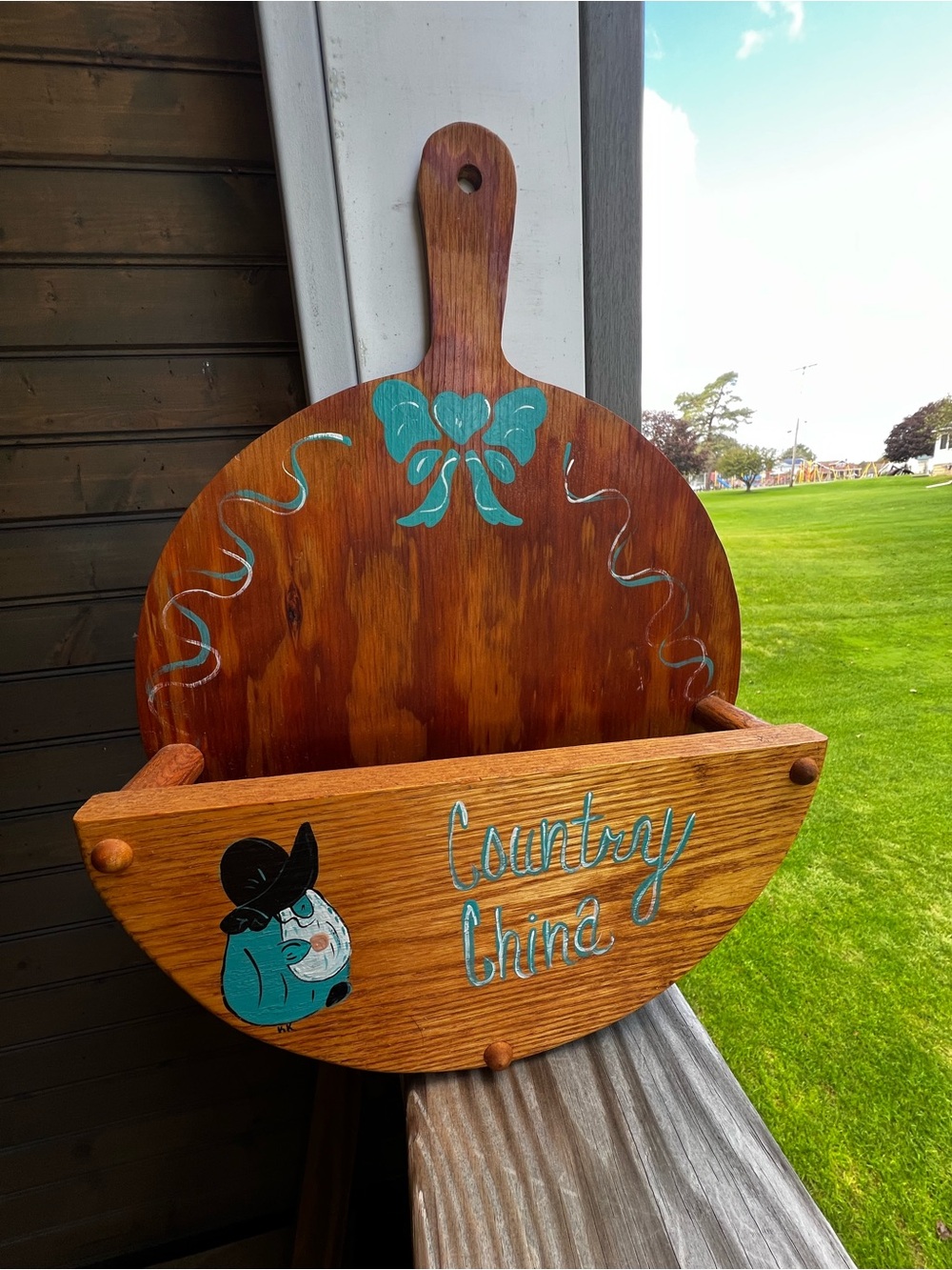 Vintage Wooden “Country China” Paper Plate Holder